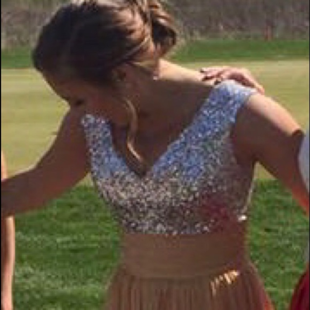 Gold Zip Up Prom Dress